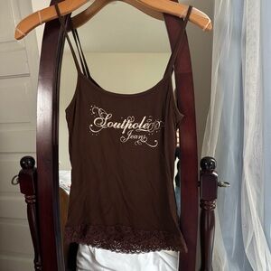 Brown Y2K sequin South Pole cami top